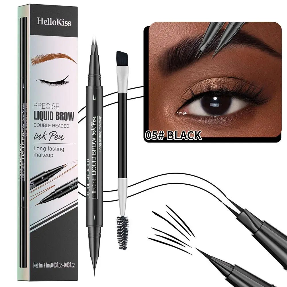 2-in-1 Waterproof Eyebrow Pencil & Liquid Curved Pen Eyebrow Pencil Qme 05 Black CN