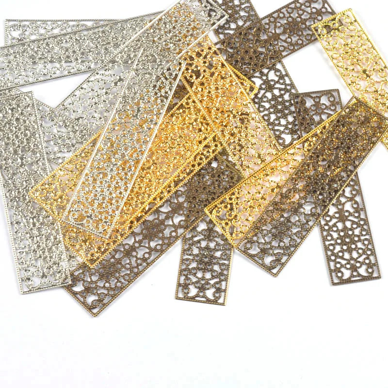 Rectangle Flower Filigree Metal Connectors – DIY Jewelry & Crafts Filigree Craft Connectors Qme