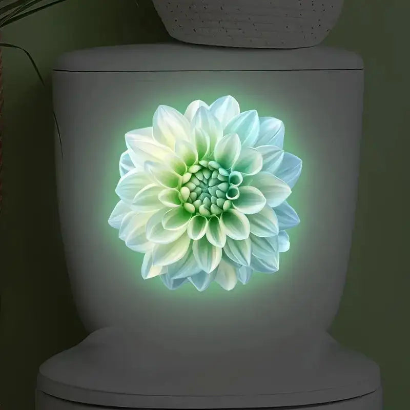 Luminous Lotus Toilet Seat Sticker Glow Night Light PVC Decal Bathroom Decal Sticker Qme