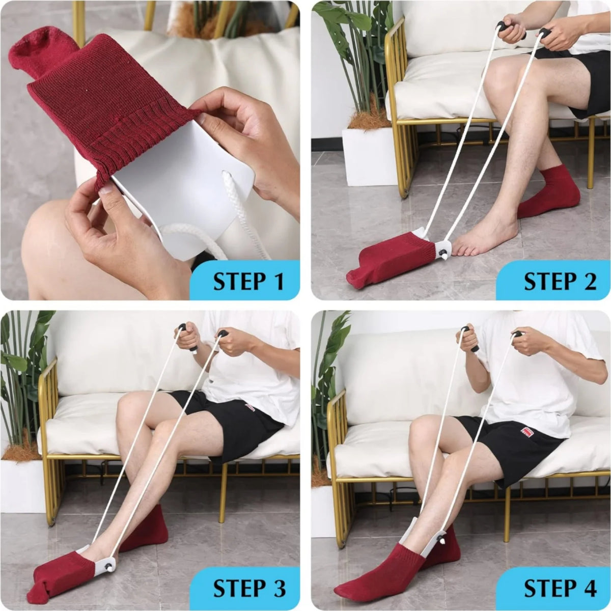 Sock Aid with Easy Grip Foam Handles – Dressing Helper Daily Living Aid Qst
