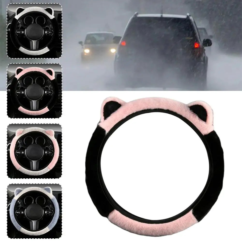 Winter Plush Steering Wheel Cover – Non-Slip Universal Fit Steering Wheel Cover Qme