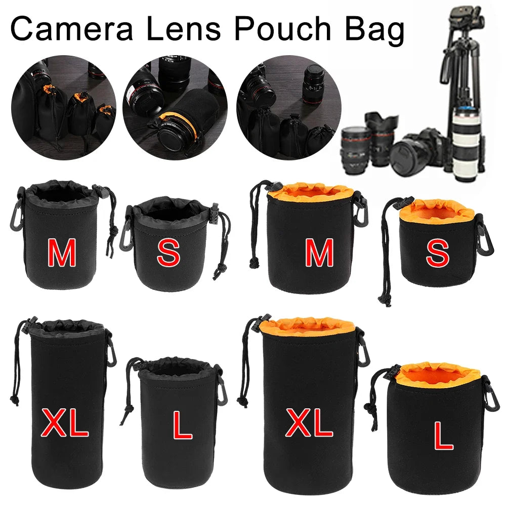 Water-Resistant Camera Lens Case Drawstring Pouch – 8 Colors Camera Lens Pouch Qme