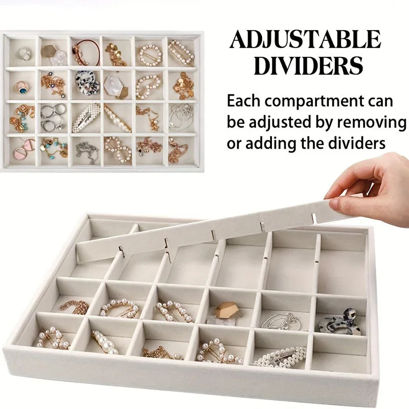 Stackable Velvet Jewelry Organizer Box – Distressed White Jewelry Organizer Box Qme