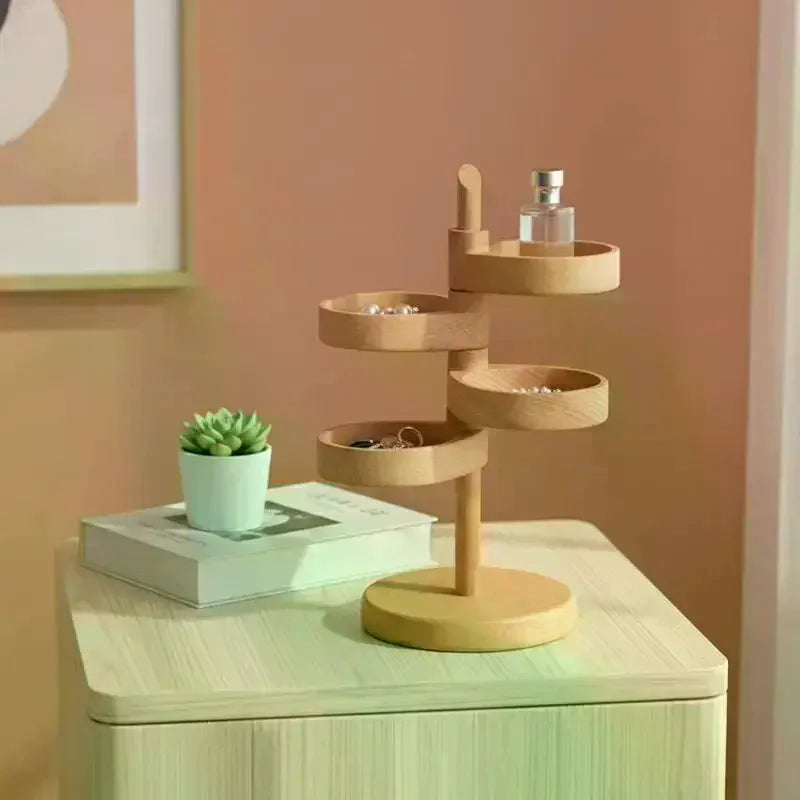 Rotating Wood Key Rack – Multi-Layer Space-Saving Organizer Key Rack Organizer Qme