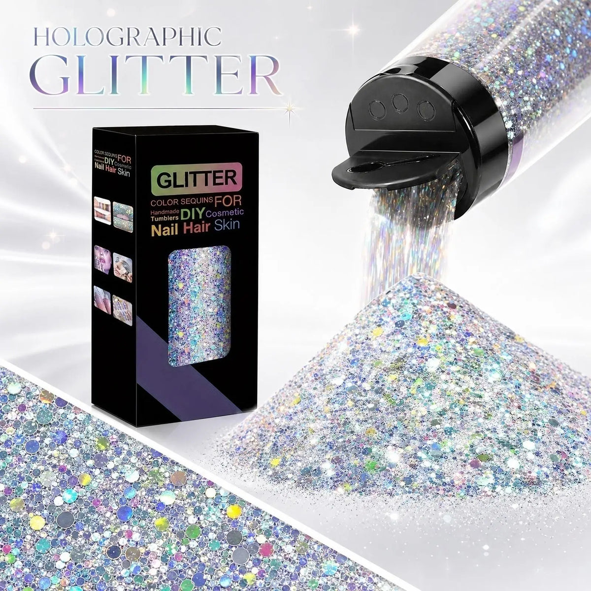 Fine Gold Foil Glitter Flakes – Body, Face, Nails & DIY Crafts Craft Glitter Flakes Qme White One Size
