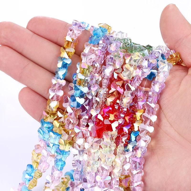 Colorful Glass Butterfly Crystal Beads for Jewelry Making | 8pc Set Jewelry Making Beads Qme