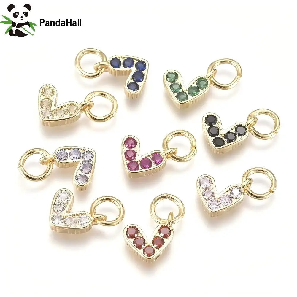 Heart Brass Micro Pave CZ Charms with Jump Ring | DIY Jewelry Jewelry Making Charms Qme