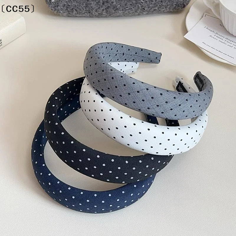 Polka Dot Padded Headband – Thick Sponge Hair Hoop, Multicolor Padded Headband Qst