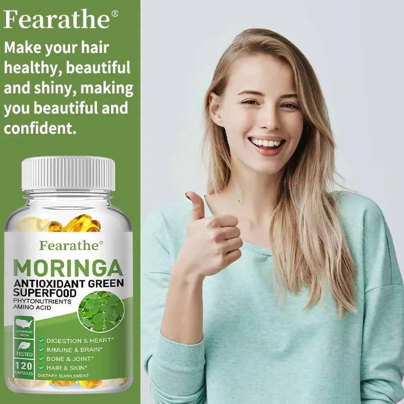 Organic Moringa Capsules – Antioxidant Superfood Supplement Herbal Supplement Qst