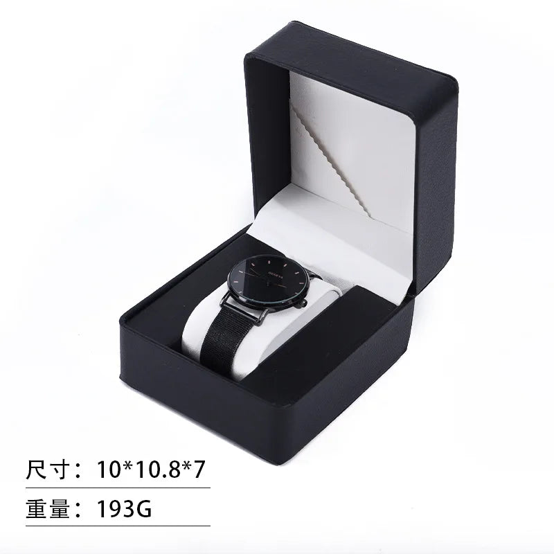 Single Watch Box PU Leather Wristwatch Display Case & Pillow Watch Display Case Qme Blackone