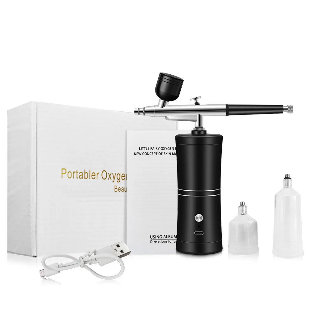 Peicon Mini Cordless Airbrush Kit – Nail Art, Tattoo & Painting Airbrush Spray Gun Qst Black