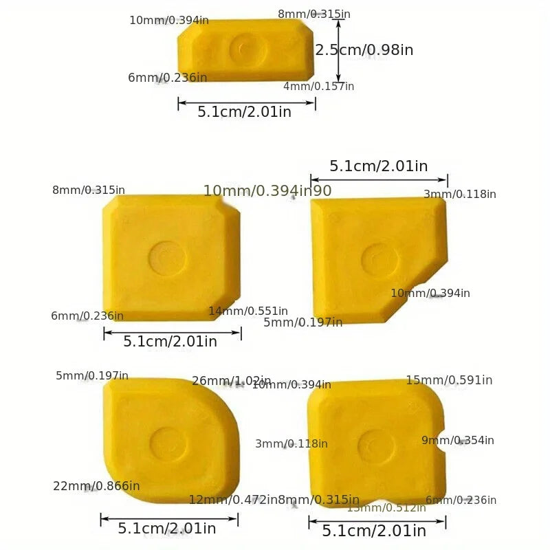 5-Piece Grouting Smoothing Trowel & Silicone Scraper Tool Kit Grouting Tool Kit Qme