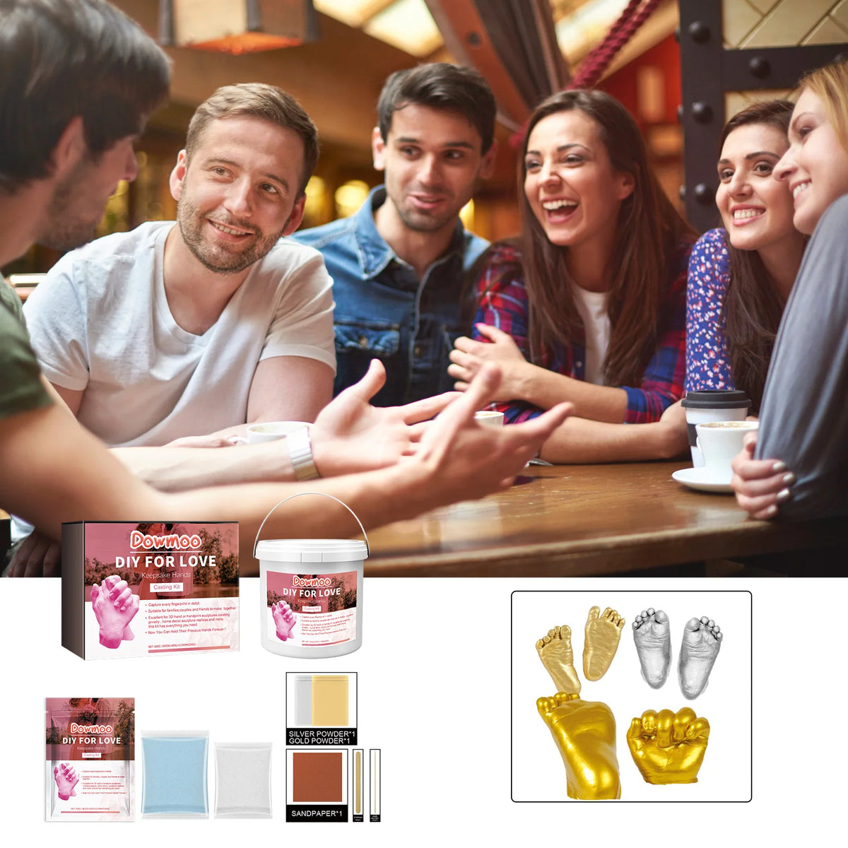 DIY Couple Hand & Foot Cast Kit – Gypsum Mold Keepsake Set DIY Casting Kit Qst