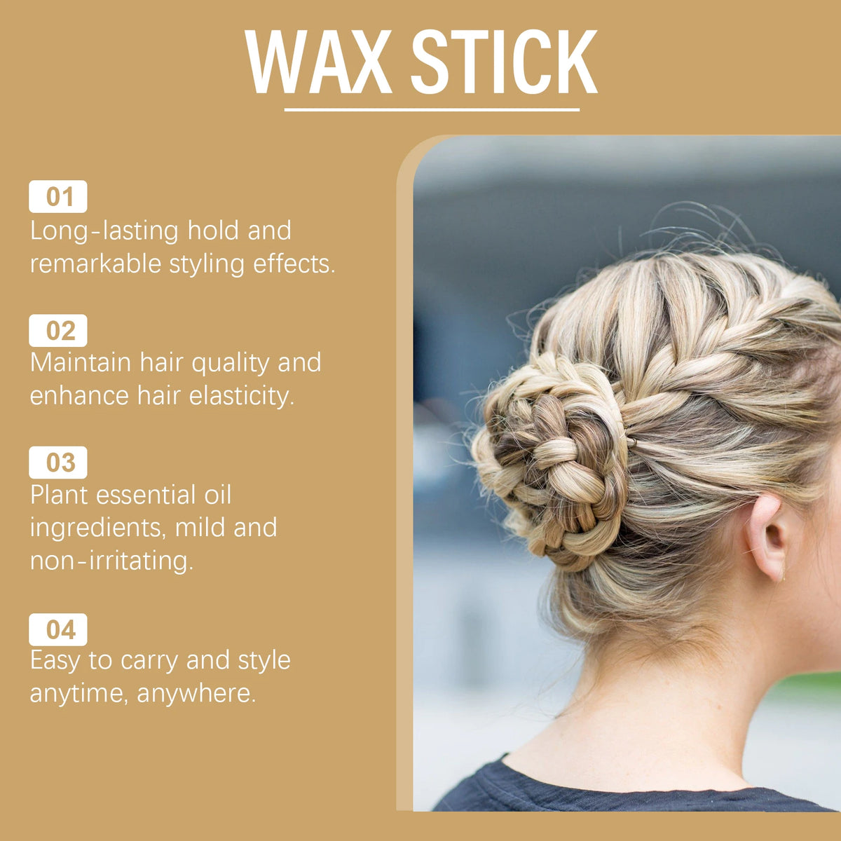 EELHOE Hair Wax Stick – Edge Control & Frizz Taming, 75g Hair Wax Stick Qst