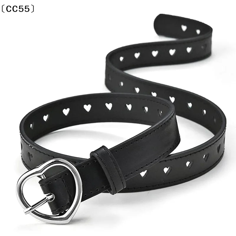 Skeleton Love Buckle Belt – Slim PU Leather Fashion Belt Fashion Belt Qst