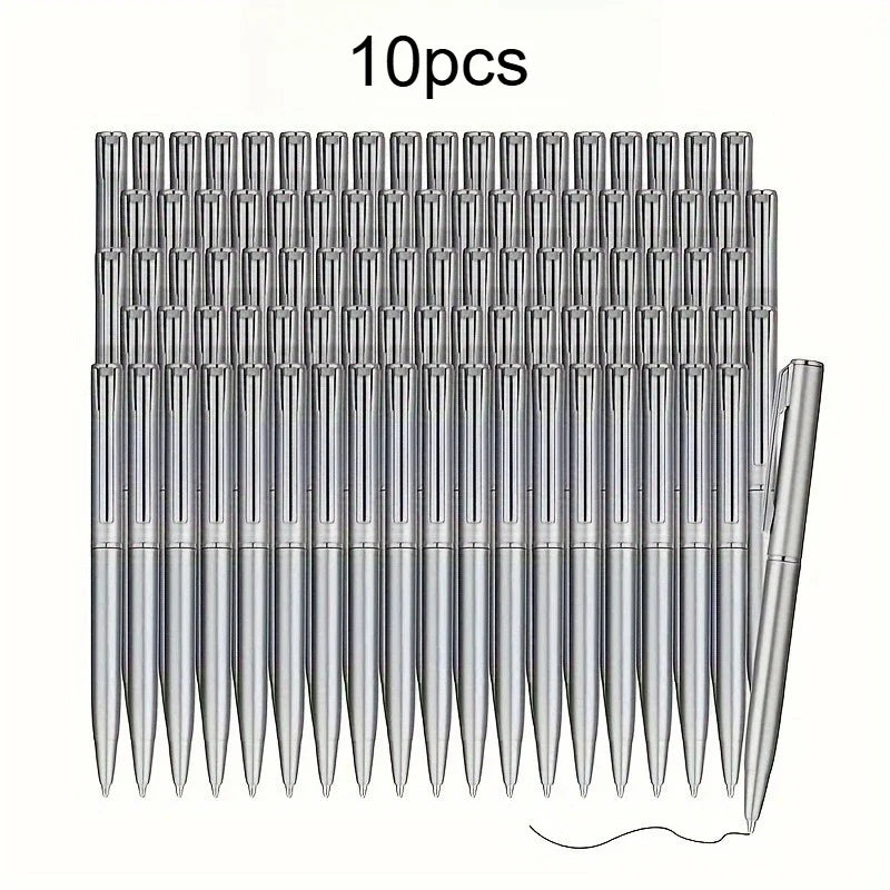 Qme Mini Ballpoint Pen – Short Black Ink Pen for Notebooks Mini Ballpoint Pen Qme Silvery 10pcs