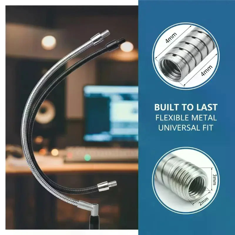 M4 Flexible Microphone Positioning Hose Black Silver 10–40cm Microphone Accessory Qme
