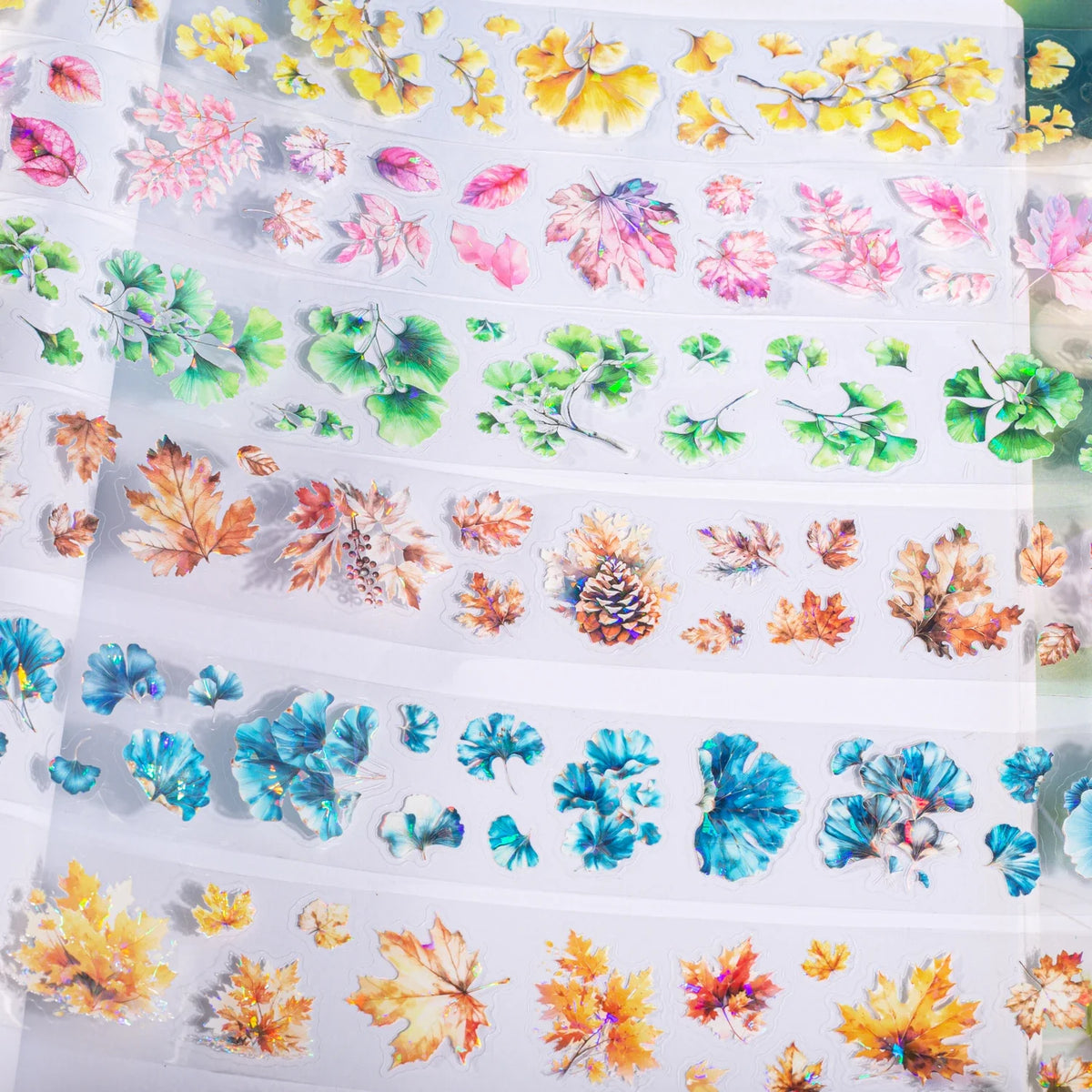 Japanese Botanical PET Tape – Fallen Leaves Sticker Roll 40mm×200cm Decorative Craft Tape Qme