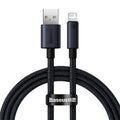Baseus 2.4A Fast Charge USB Cable for iPhone – Nylon Braid USB Charging Cable Qst black 1m