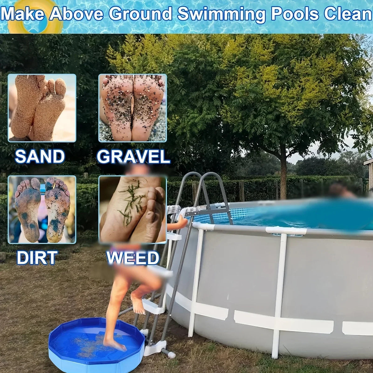Portable Folding Foot Bath Bucket | Pool Entrance PVC Tub Folding Foot Bath Bucket Qme