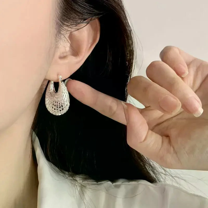 Hollow Out Water Drop Dangle Earrings – Vintage Web Style Dangle Earrings Qme