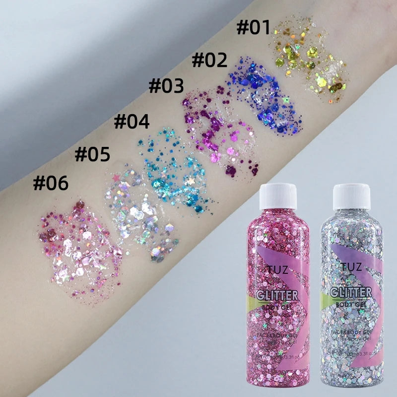 Waterproof Glitter Gel – Body, Face & Hair Festival Makeup Body Glitter Gel Qst