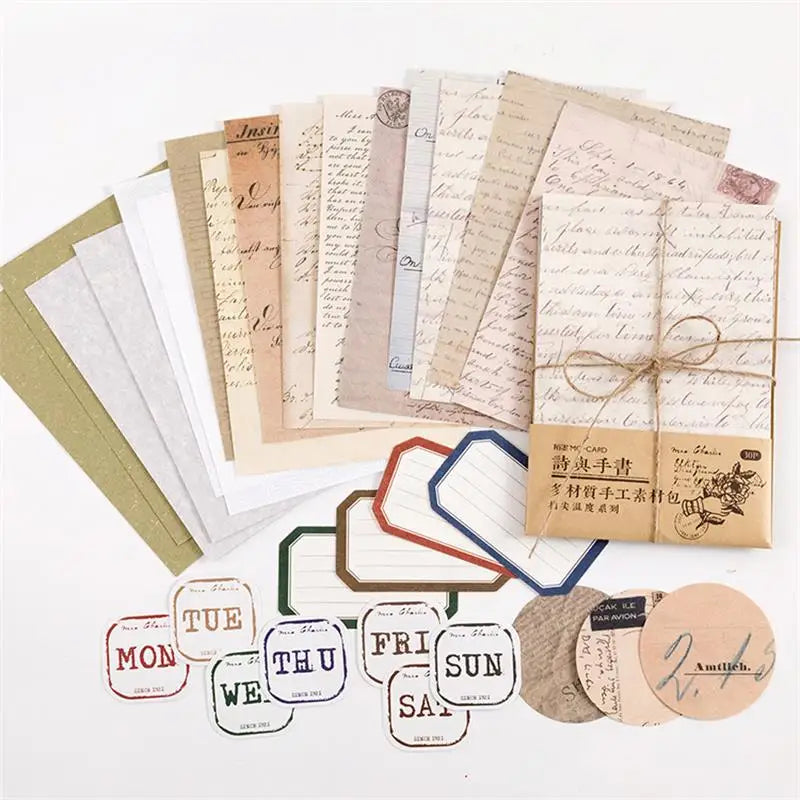 Vintage Scrapbooking Background Paper Sheets – 30 Pcs DIY Craft Craft Paper Sheets Qme D