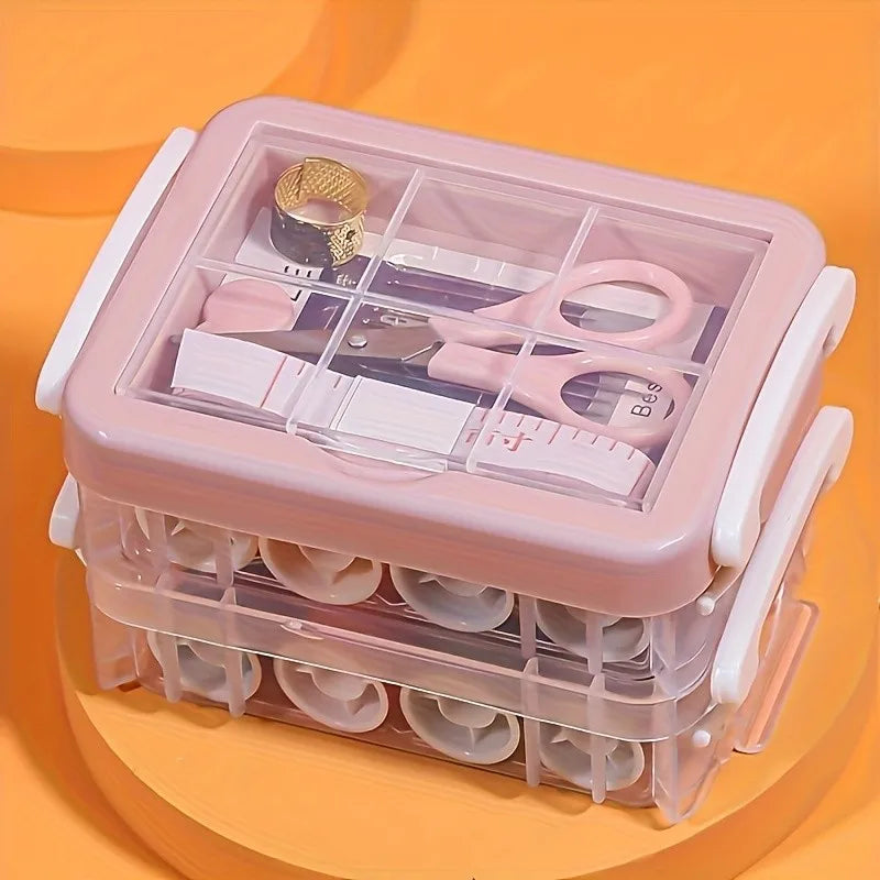 Transparent Sewing Box Organizer – Needle & Thread Storage Sewing Storage Box Qme