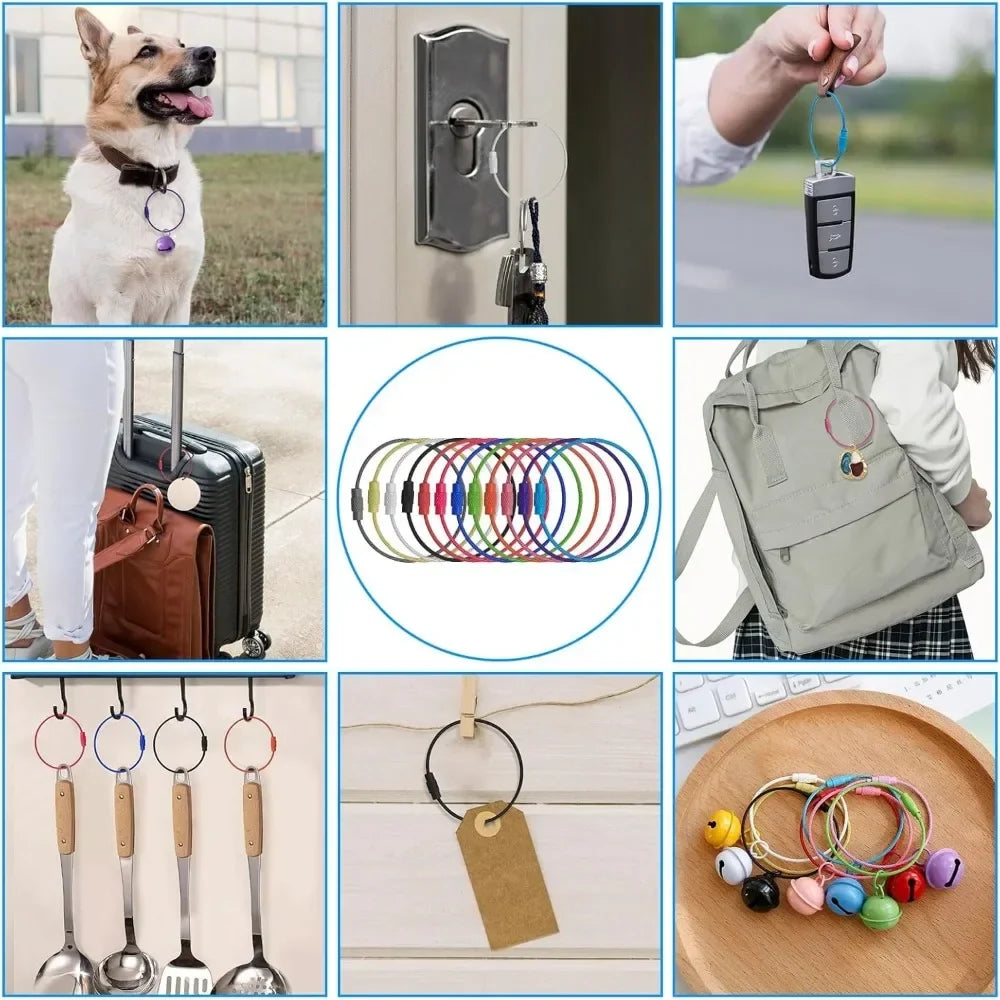Steel Wire Keychain Cable Loops Multi-Color | 10–100 Pack Wire Keychain Loops Qme