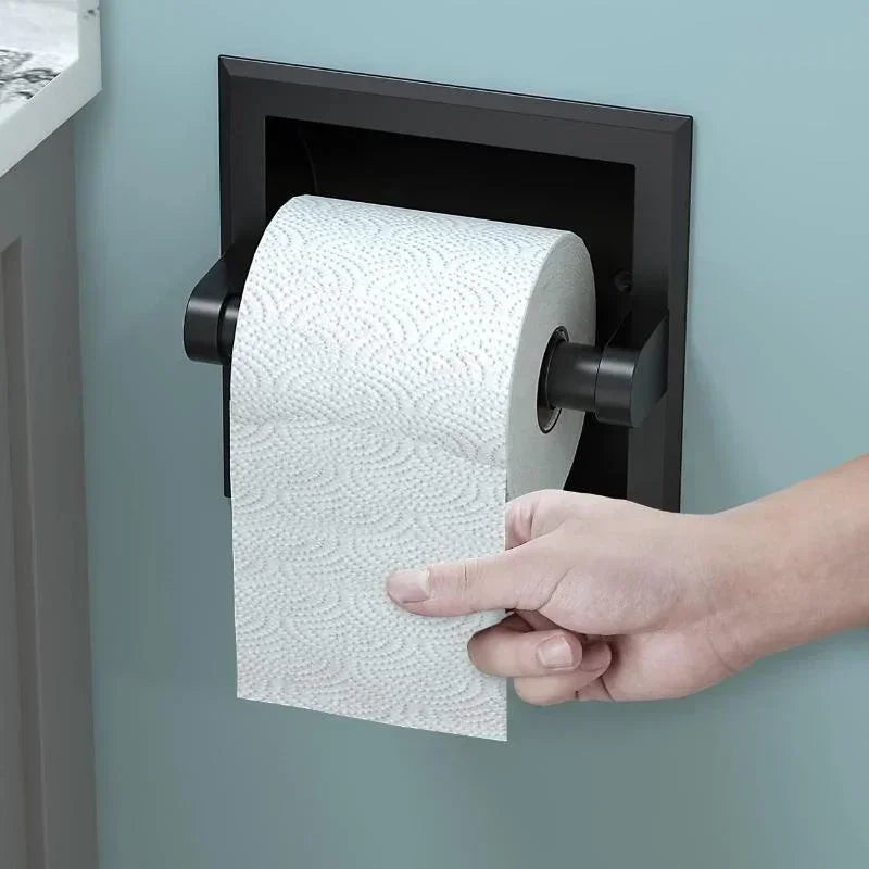 Black Metal Recessed Toilet Paper Holder | Wall Mount Bracket Toilet Paper Holder Qme
