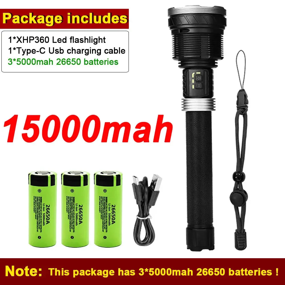 XHP360 36-Core COB LED Flashlight – Zoom & Rechargeable LED Flashlight Qst 15000mah