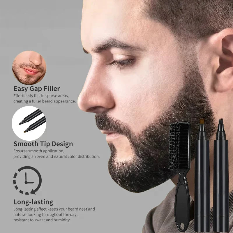 Instant Beard Filler Pen & Brush Comb – Waterproof by Qme Beard Filler Pen Qme