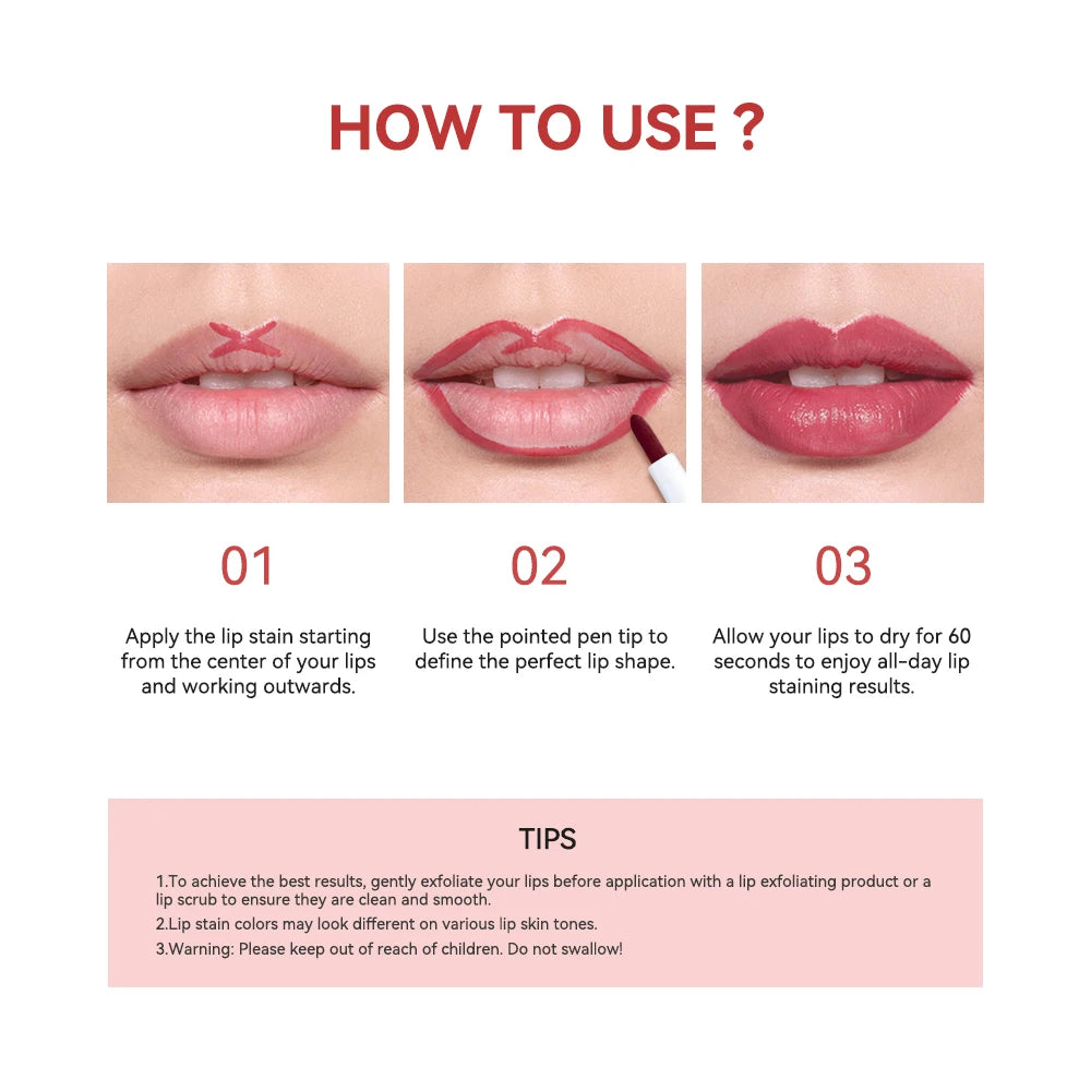 Lakerain Matte Lip Stain & Liner Pencil – 6 Colors Lip Liner Pencil Qst
