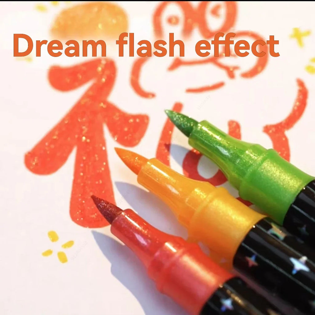 Glitter Double Tip Shimmer Marker Pens for Cards & DIY Art Glitter Marker Pens Qme