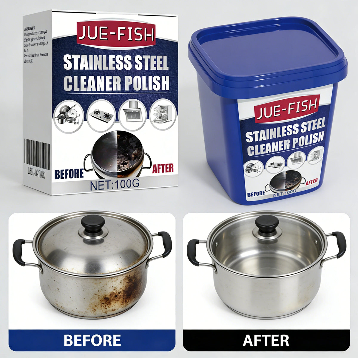 Stainless Steel Cleaner Paste 100g – Degreaser & Descaler Kitchen Cleaner Paste Qst