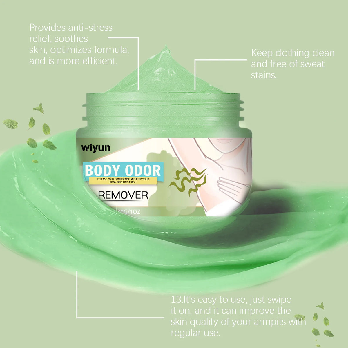 WIYUN Underarm Deodorant Cream – Antiperspirant 30g/60g/90g Deodorant Cream Qst