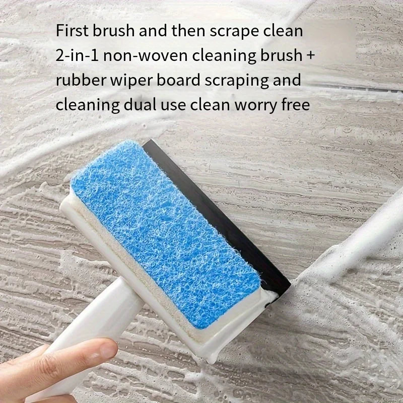 2-in-1 Bathroom Glass Scraper & Cleaning Brush | Double-Sided Glass Scraper Brush Qme