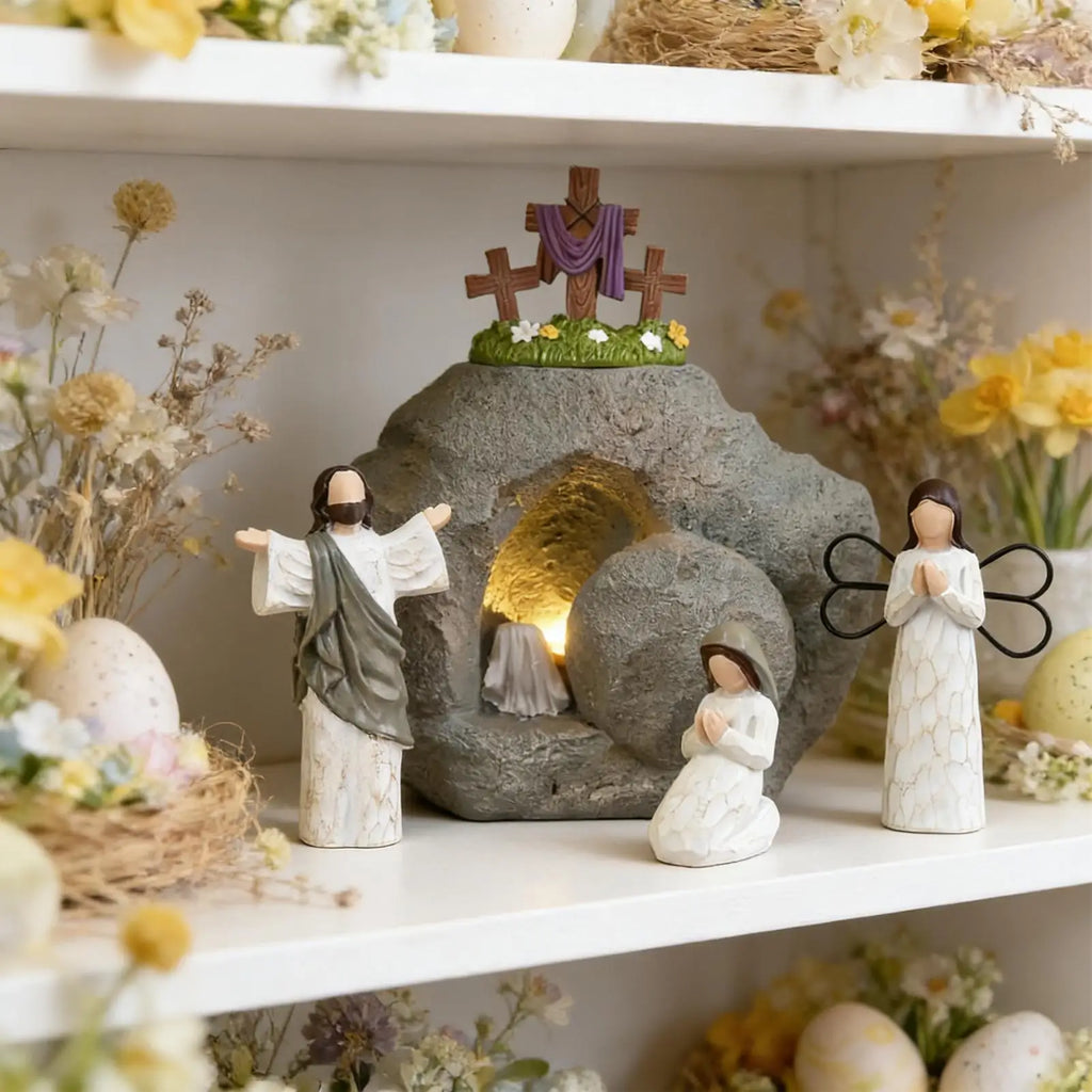 Empty Tomb Easter Scene Religious Resin Centerpiece Religious Resin Figurine Qme