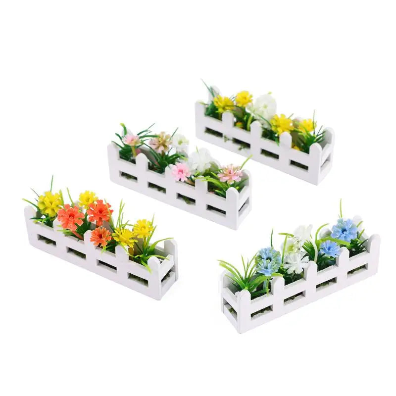 1:12 Scale Dollhouse Simulated Flower Fence Decor Miniature Dollhouse Miniature Decor Qme