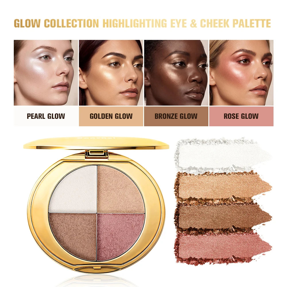 Danchel 4-Color Eye & Cheek Palette – Highlight Contour Shimmer Eye & Cheek Palette Qst Default Title