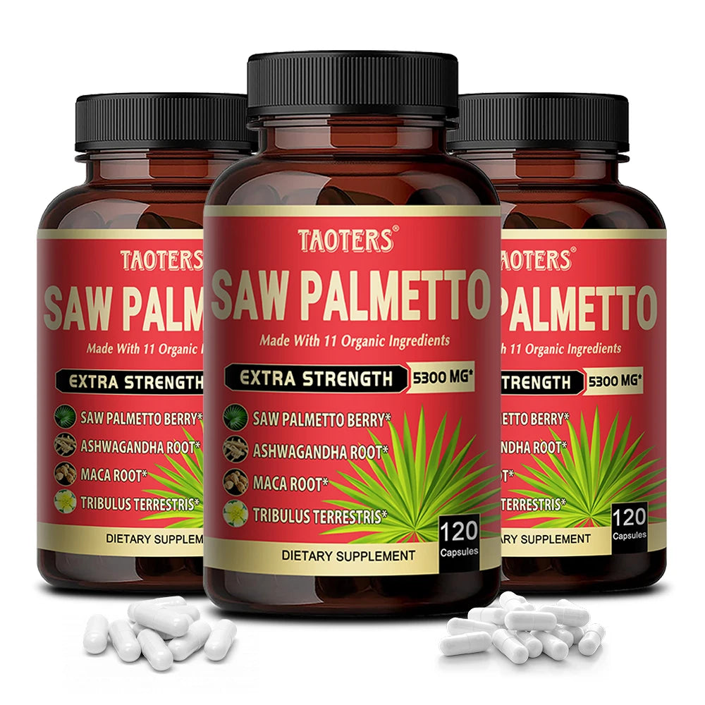 Saw Palmetto Ashwagandha Turmeric Capsules | STRESSXCEL Herbal Supplement Capsules Qst 120 count-3 bottle