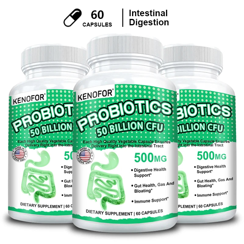 VITALXTRA Probiotic Capsules 50 Billion CFU – 20 Strains Probiotic Supplement Qst 60 count-3 bottle