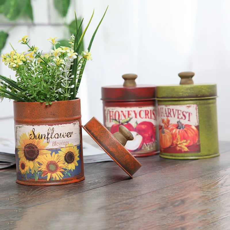Retro Metal Tin Container for Coffee, Tea & Sweets | 4 Colors Decorative Tin Container Qme
