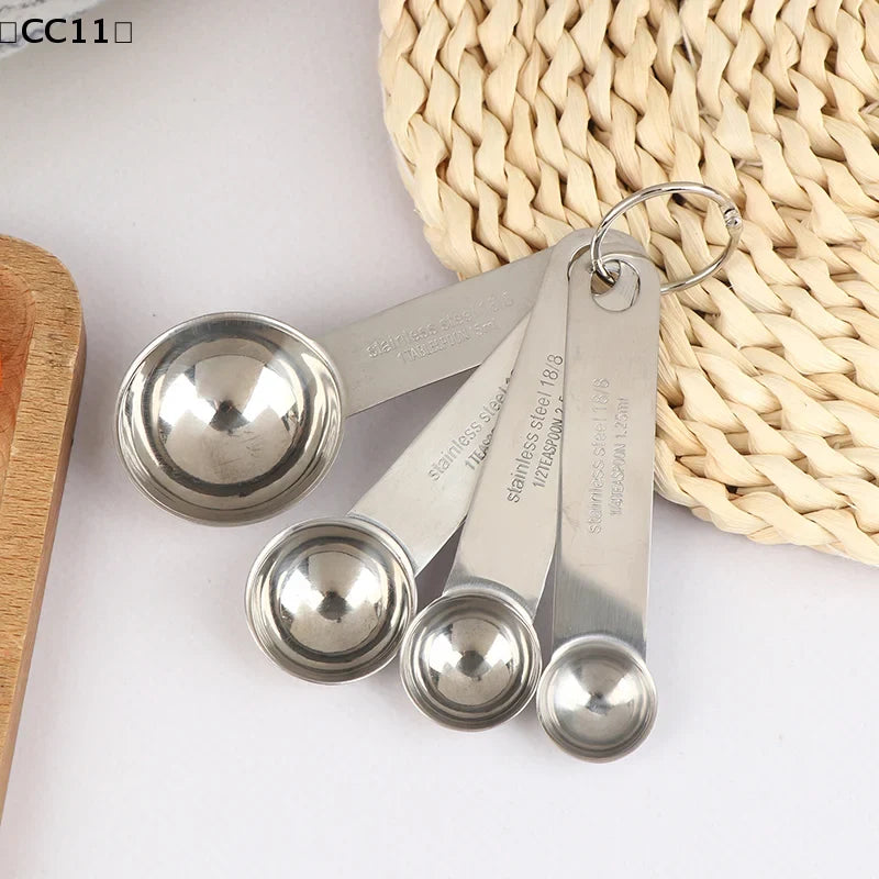 Stainless Steel Measuring Spoon with Scale Ruler & Egg Beater Measuring Spoon Tool Qme