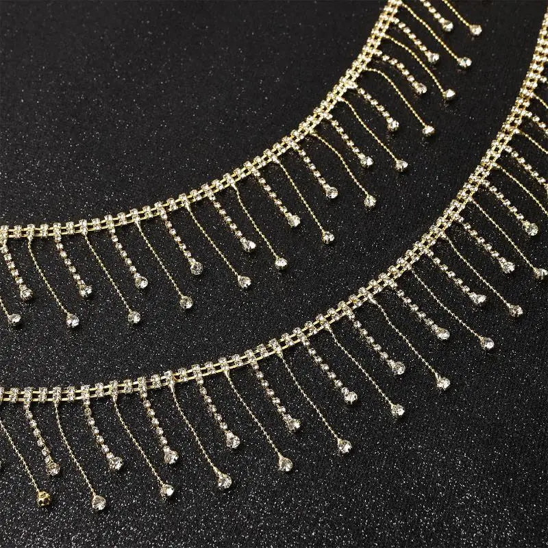 Rhinestone Fringe Trim Crystal Tassel Chain – DIY Sewing Rhinestone Fringe Trim Qst H