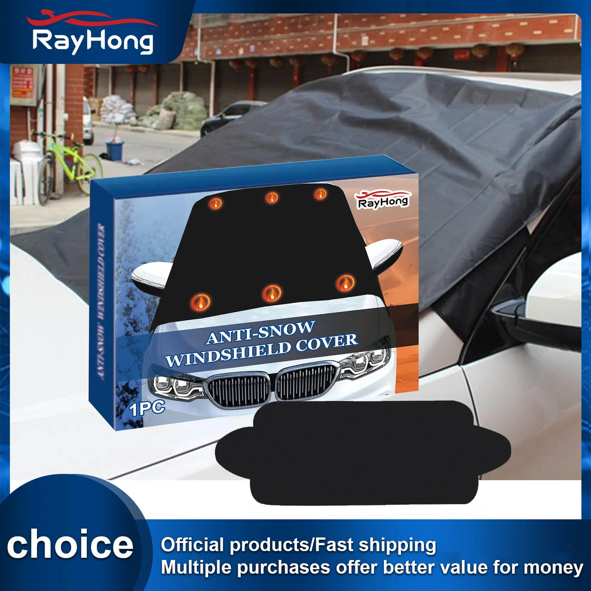 RAYHONG Car Windshield Snow Cover – Universal Winter Protector Windshield Snow Cover Qst