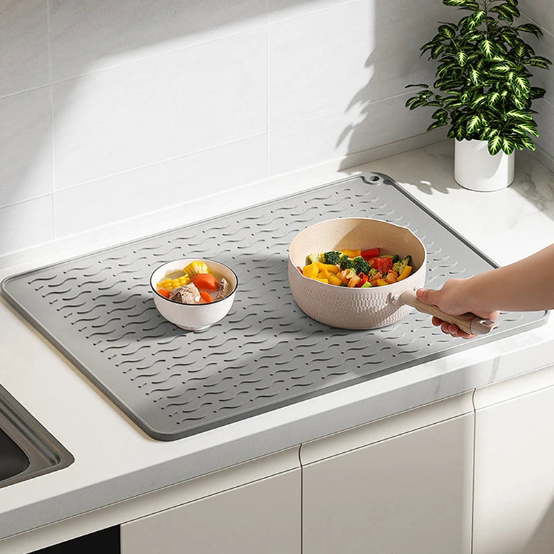 Silicone Drying Mat – Heat Resistant Non-Slip Dish Draining Pad Silicone Drying Mat Qst