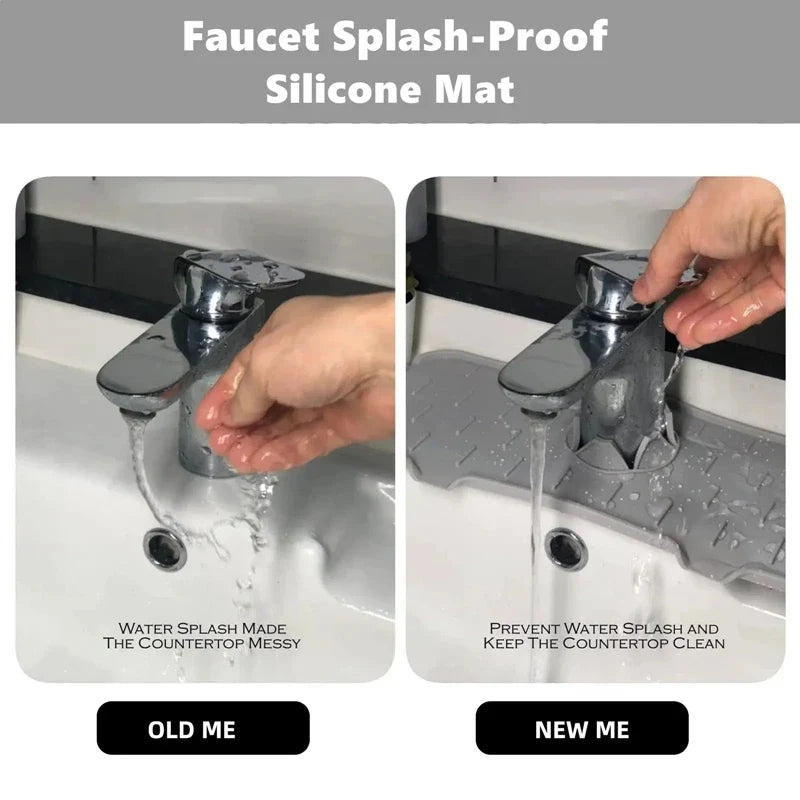 Silicone Faucet Mat – Sink Splash Catcher & Countertop Protector Silicone Faucet Mat Qme