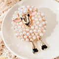 Vintage Sheep Faux Pearl Brooch | Elegant Animal Lapel Pin Lapel Pin Brooch Qme style 1