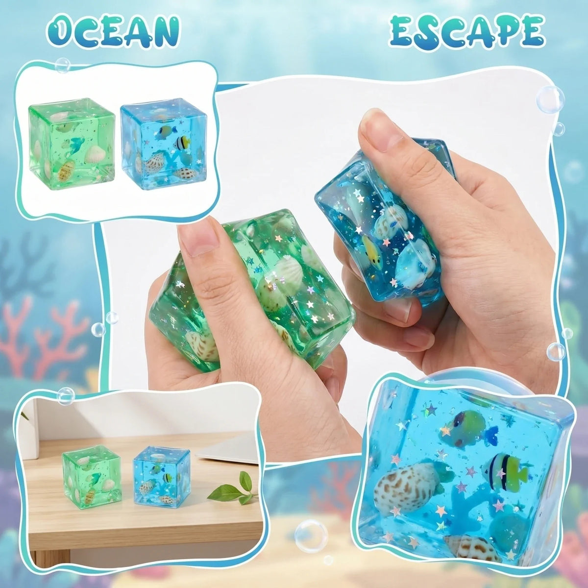 Maltose Ocean Cube Squeezing Fidget Toy for Kids & Adults Fidget Squeezing Toy Qme